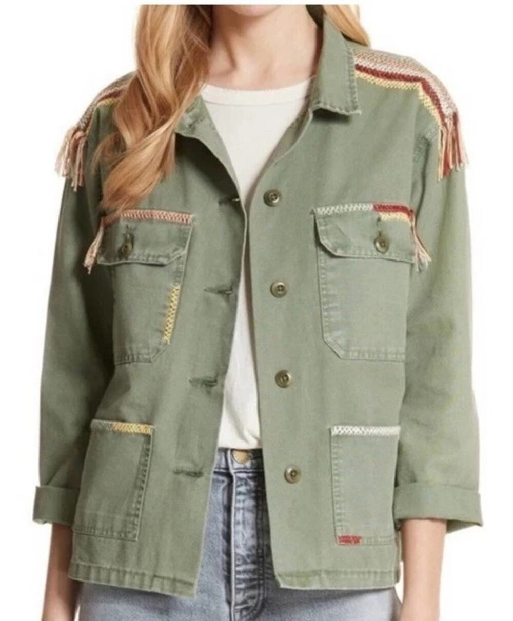 THE GREAT. Sergeant Embroidered Jacket Revolve Medium Army Green EU Sz 2 Medium